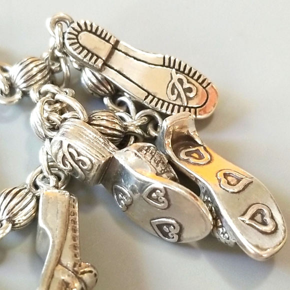 Brighton "SHOE LOVE" Detailed Silver Sandal, Slide, & Loafer 6-Charm Bracelet 👠 - Picture 14 of 16